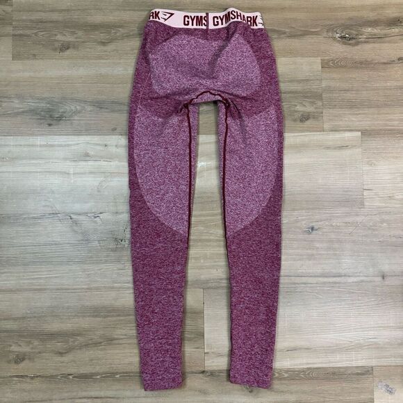 Gymshark Women's S Dry Flex Contour Leggings Heathered Maroon Logo Waist Workout - Picture 5 of 5